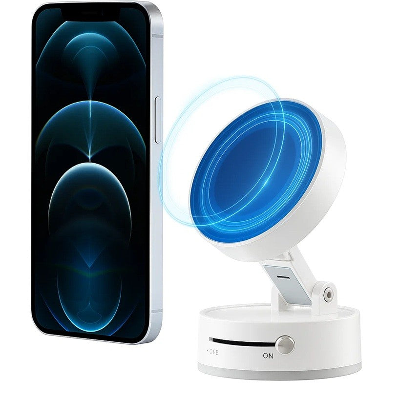 Suport Magnetic Auto pentru Telefon, cu Ventuza, Pliabil si Retractabil, Fixare prin Vid si Magnet, Rotativ 360° - vivimall.ro