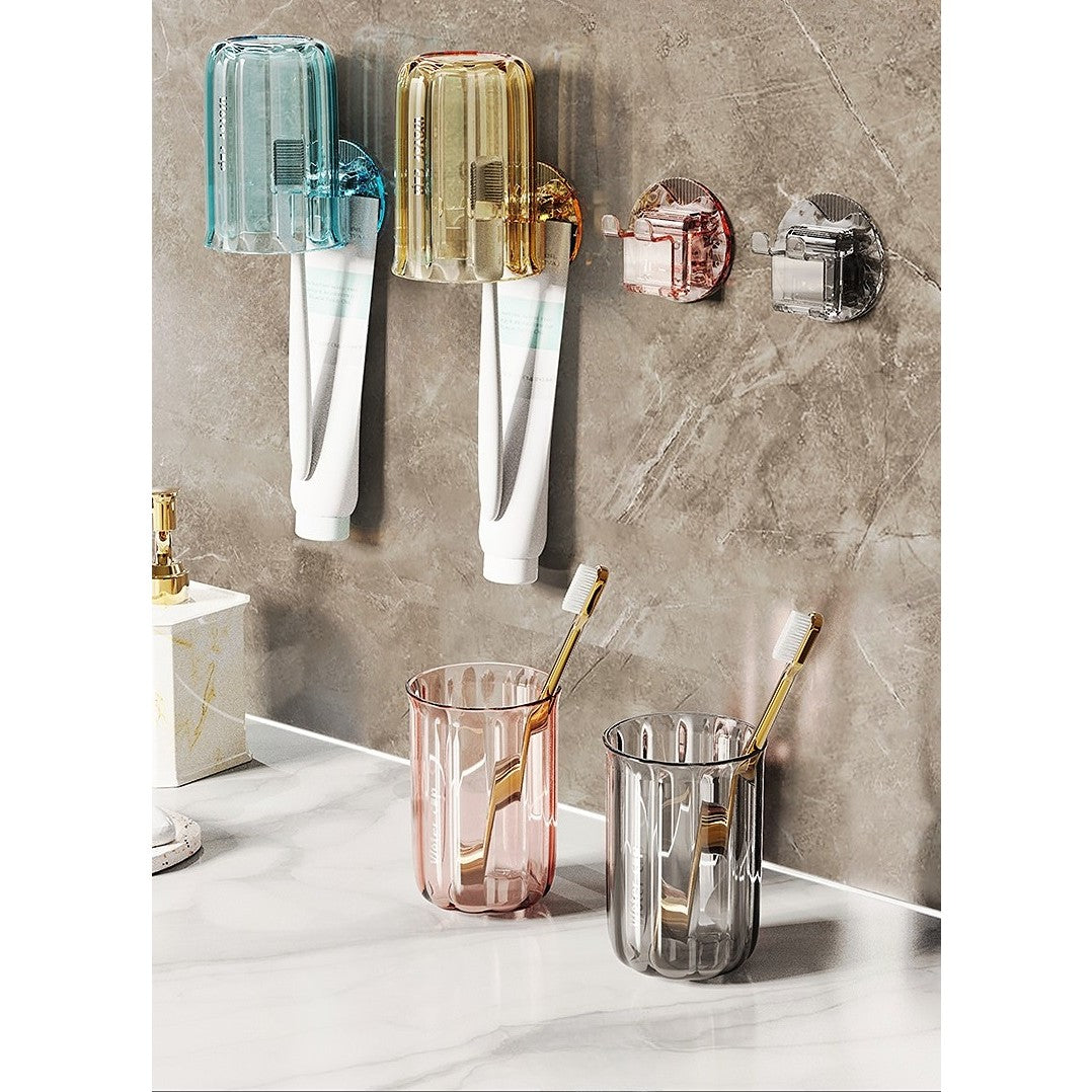 Suport Multifunctional 2 In 1, Pahar Si Suport Pentru Periuta De Dinti, Plastic, Dimensiune: 10.4 X 7.3 X 7.3 Cm - vivimall.ro