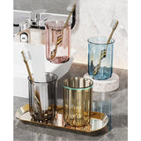 Suport Multifunctional 2 In 1, Pahar Si Suport Pentru Periuta De Dinti, Plastic, Dimensiune: 10.4 X 7.3 X 7.3 Cm - vivimall.ro
