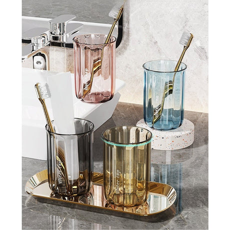 Suport Multifunctional 2 In 1, Pahar Si Suport Pentru Periuta De Dinti, Plastic, Dimensiune: 10.4 X 7.3 X 7.3 Cm - vivimall.ro