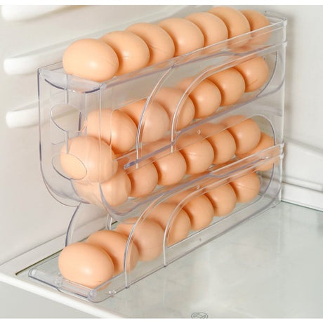 Suport Organizator Pentru Oua, Pentru Frigiderul, Patru Straturi, 32X20X7 Cm, Transparent - vivimall.ro