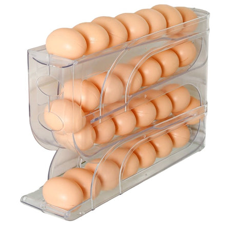 Suport Organizator Pentru Oua, Pentru Frigiderul, Patru Straturi, 32X20X7 Cm, Transparent - vivimall.ro