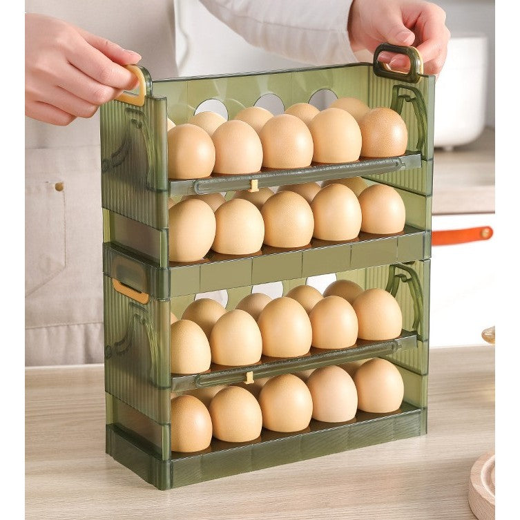 Suport Organizator Pentru Oua, Pentru Frigider, Verde Transparent, Capacitate 20 Oua, Doua Straturi, Cu Data De Expirare, 25.5X10X17 Cm - vivimall.ro