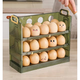 Suport Organizator pentru Oua, Vivimall, pentru Frigider, Verde transparent, Capacitate 30 oua, Trei straturi, cu Data de Expirare, 25.5x10x23 cm - vivimall.ro