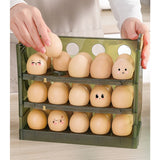 Suport Organizator Pentru Oua, Pentru Frigider, Verde Transparent, Capacitate 30 Oua, Trei Straturi, Cu Data De Expirare, 25.5X10X23 Cm - vivimall.ro