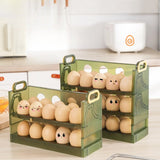 Suport Organizator Pentru Oua, Pentru Frigider, Verde Transparent, Capacitate 30 Oua, Trei Straturi, Cu Data De Expirare, 25.5X10X23 Cm - vivimall.ro