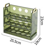 Suport Organizator Pentru Oua, Pentru Frigider, Verde Transparent, Capacitate 30 Oua, Trei Straturi, Cu Data De Expirare, 25.5X10X23 Cm - vivimall.ro