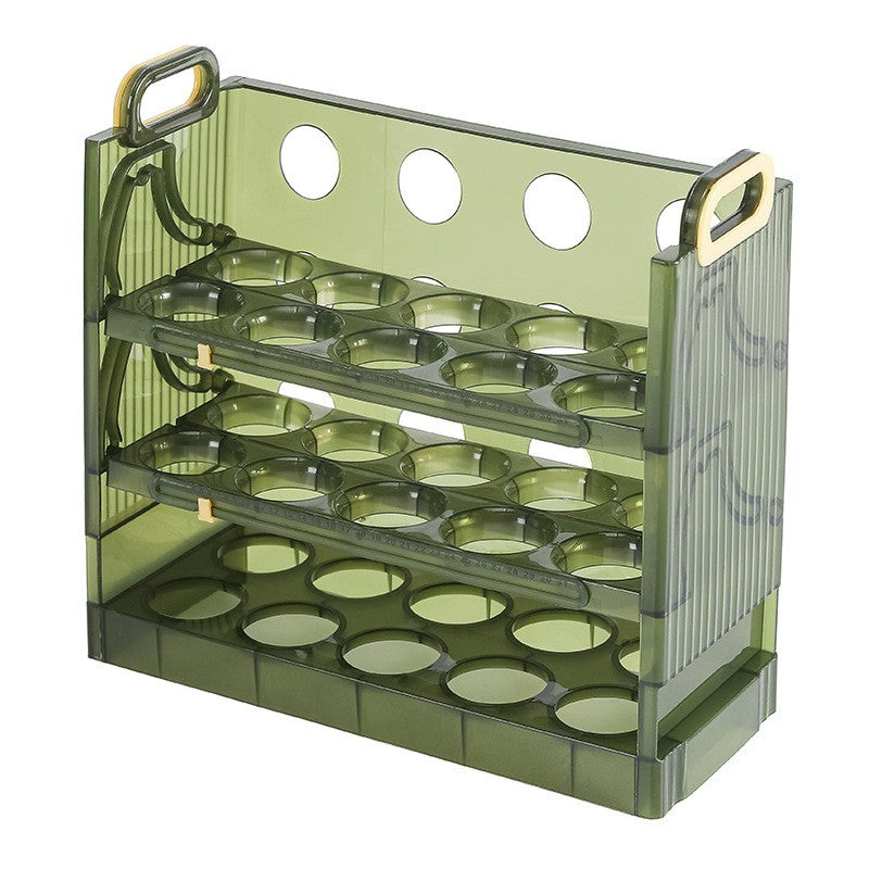 Suport Organizator Pentru Oua, Pentru Frigider, Verde Transparent, Capacitate 30 Oua, Trei Straturi, Cu Data De Expirare, 25.5X10X23 Cm - vivimall.ro