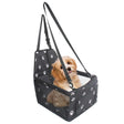 Suport pentru Animalele de Companie, Vivimall, pentru Masina, cu Prindere de Scaun si Centura de Siguranta, Negru cu Imprimeu, 40x32x42cm - vivimall.ro