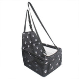 Suport pentru Animalele de Companie, Vivimall, pentru Masina, cu Prindere de Scaun si Centura de Siguranta, Negru cu Imprimeu, 40x32x42cm - vivimall.ro