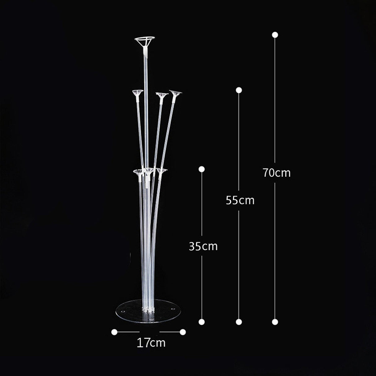 Suport pentru Baloane, Flippy, cu Trei Straturi, pentru 7 Baloane, 70 cm, Transparent