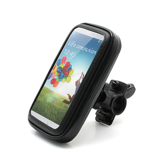 Suport husa telefon mobil Vivimall pentru bicicleta si motocicleta, rezistent apa si socuri, touchscreen, 360 rotativ, negru, 4.8 - 5.4 inch - vivimall.ro