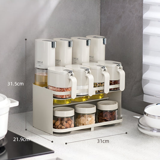 Suport Pentru Depozitare Condimente, Ulei, Otet, Montare Pe Perete Din 12 Piese, Uz Casnic, Pentru Bucatarie, 31 X, Alb - vivimall.ro