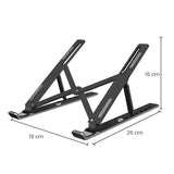 Suport tabletă și laptop reglabil negru, structură suspendată pentru ventilare, unghi de lucru
