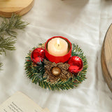 Suport pentru Lumanare de Craciun, Flippy, Model Cupa cu 2 Globutele Rosii, Sfesnic de Tip Ghirlanda, Decoratiune pe Masa de Craciun, 12 x 12 x 6 cm, Rosu - vivimall.ro