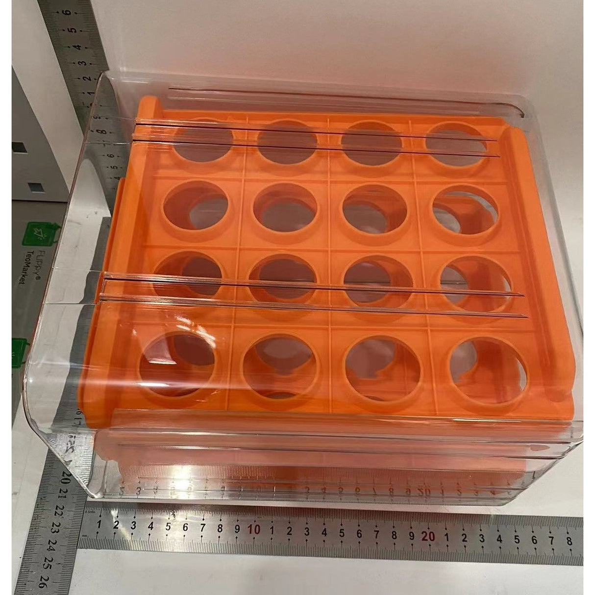 Suport pentru Oua, Vivimall, Strat Dublu, Capacitate 32 de Oua,  23.5x21.5 cm, din Plastic, Portocaliu - vivimall.ro