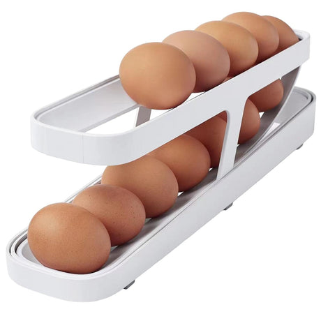 Suport Pentru Oua, Pentru Usa Frigiderului, Cu Doua Straturi, 36X8.2X10Cm, Alb - vivimall.ro