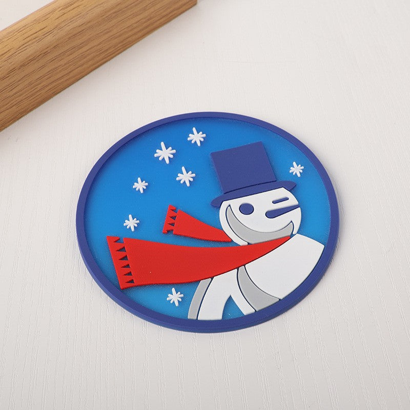 Suport pentru Pahar, Vivimall, Model Om de Zapada, din PVC, 10 cm, Rezistent la Caldura, Albastru - vivimall.ro