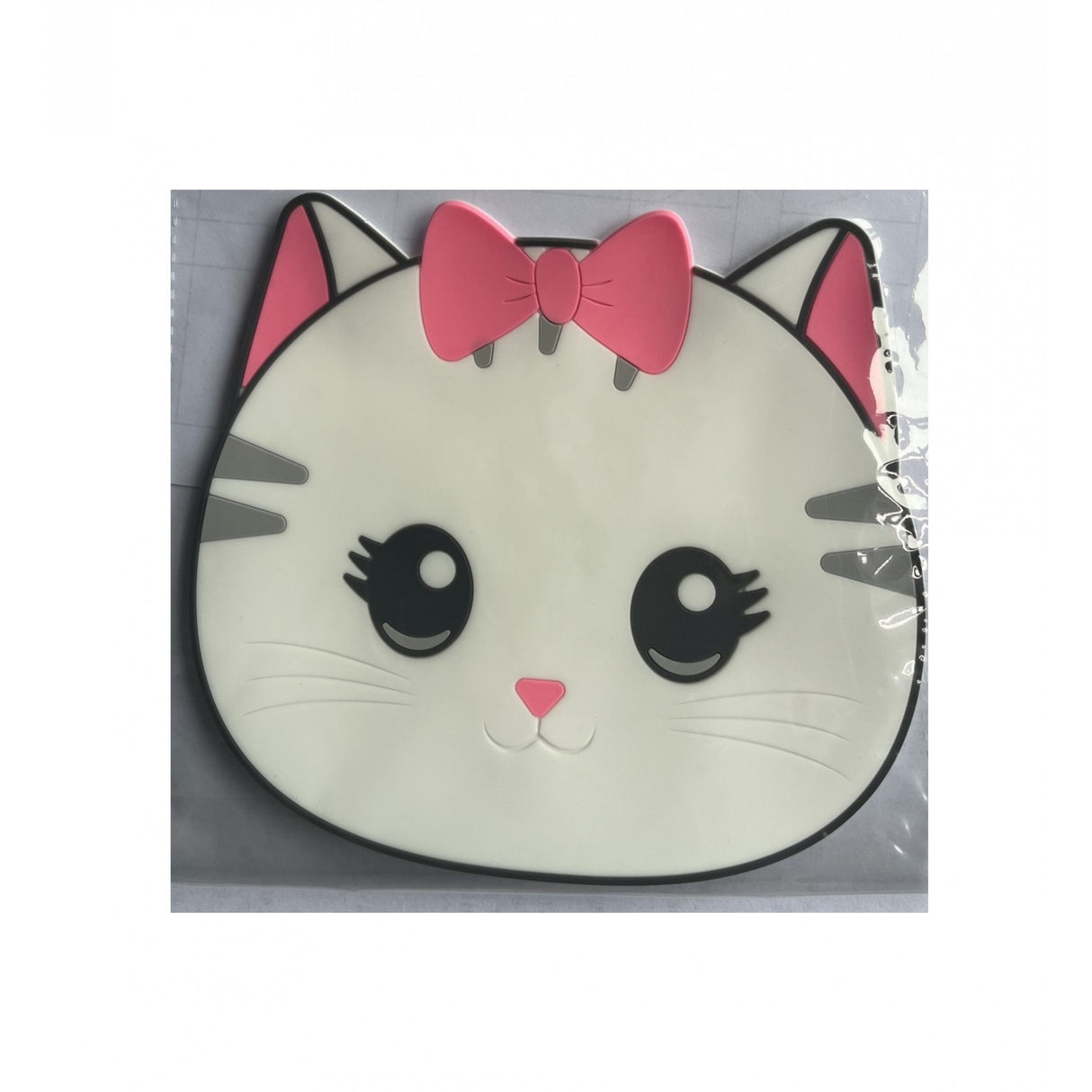 Suport Pentru Pahar, Model Pisicuta, Din Pvc, 15.5 X 15.5 Cm, Rezistent La Caldura, Alb/Roz - vivimall.ro