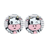 Suport pentru Pahar, Vivimall, Model Vacuta, din PVC, 10 cm, Rezistent la Caldura, Alb/Negru - vivimall.ro