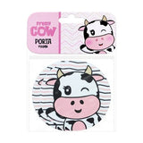 Suport pentru Pahar, Vivimall, Model Vacuta, din PVC, 10 cm, Rezistent la Caldura, Alb/Negru - vivimall.ro