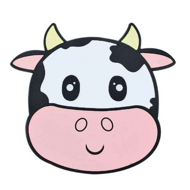 Suport pentru Pahar, Vivimall, Model Vacuta, din PVC, 15.5 x 15.5 cm, Rezistent la Caldura, Alb/Roz - vivimall.ro