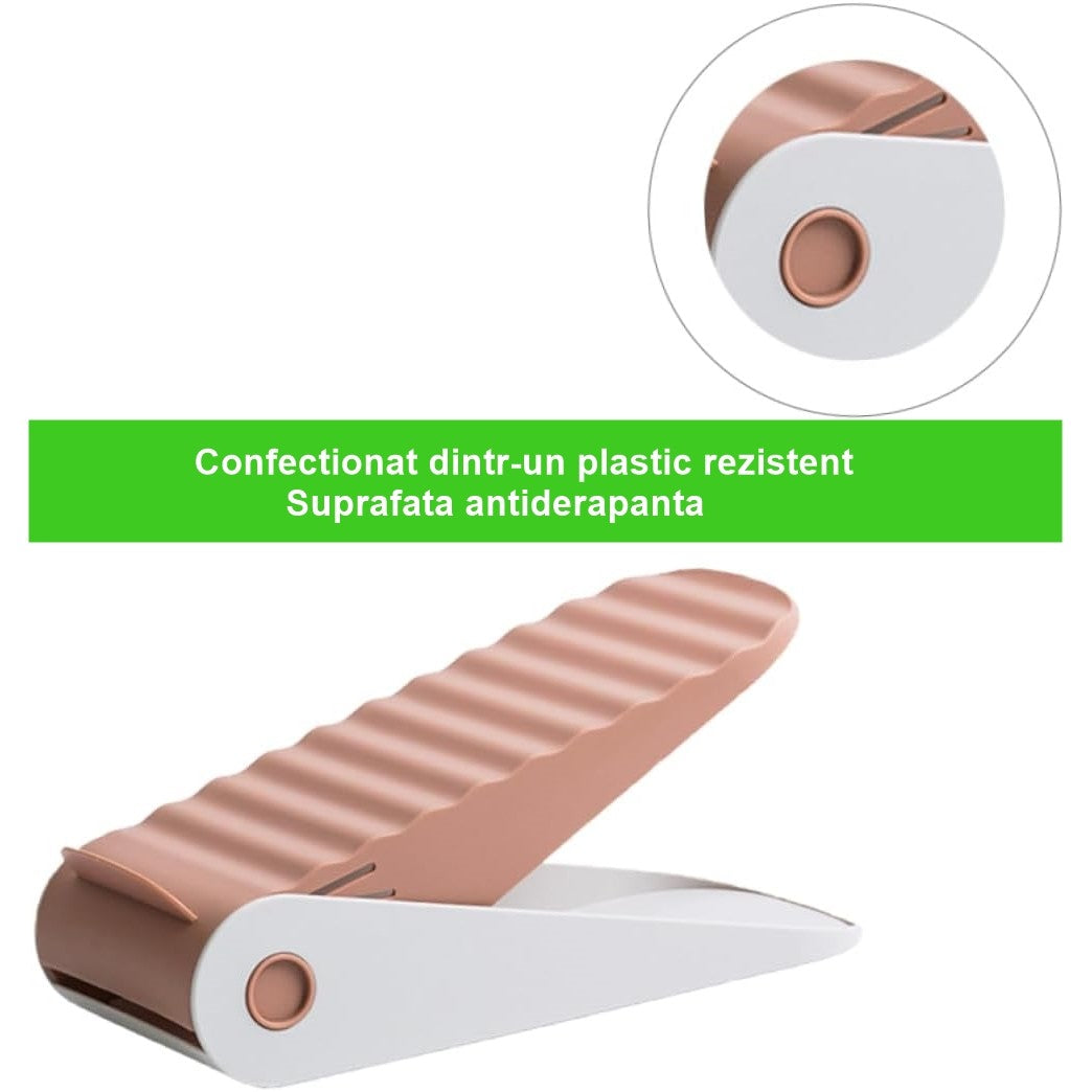Suport Pentru Pantofi, Cu Doua Straturi, Organizator, Antiderapant Si Durabil, Inaltime Reglabila, 25.5X11X7.5 Cm, 150 G - vivimall.ro