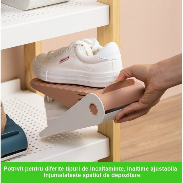 Suport Pentru Pantofi, Cu Doua Straturi, Organizator, Antiderapant Si Durabil, Inaltime Reglabila, 25.5X11X7.5 Cm, 150 G - vivimall.ro
