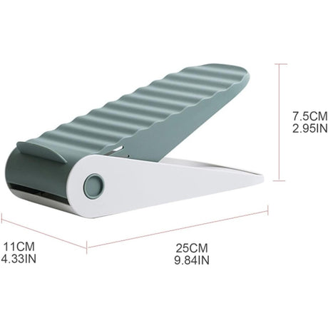 Suport pentru Pantofi, Vivimall, cu Două Straturi, Organizator, Antiderapant și Durabil, Inălțime Reglabilă, 25.5x11x7.5 cm, Verde, 150 g - vivimall.ro