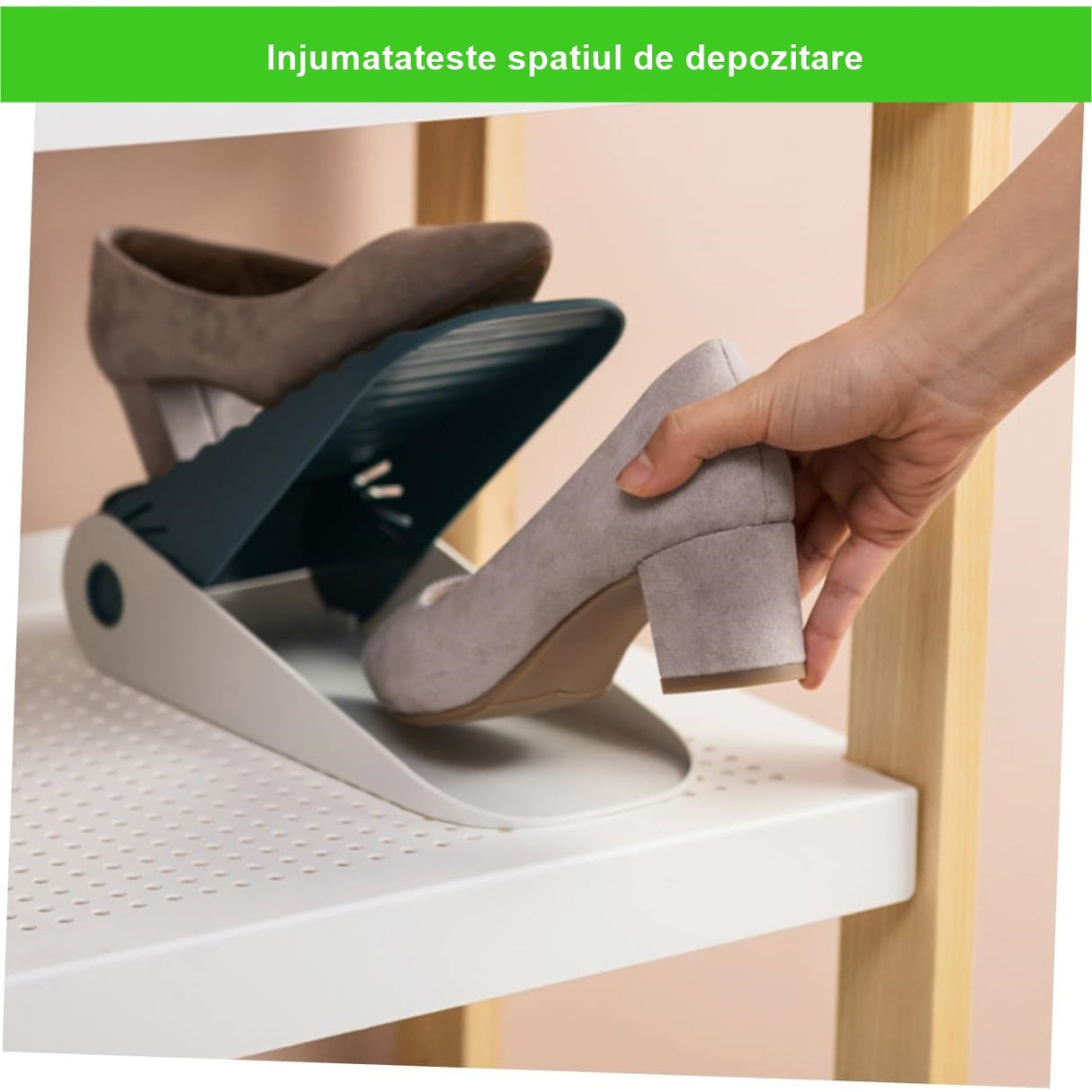 Suport Pentru Pantofi, Cu Doua Straturi, Organizator, Antiderapant Si Durabil, Inaltime Reglabila, 25.5X11X7.5 Cm, 150 G - vivimall.ro