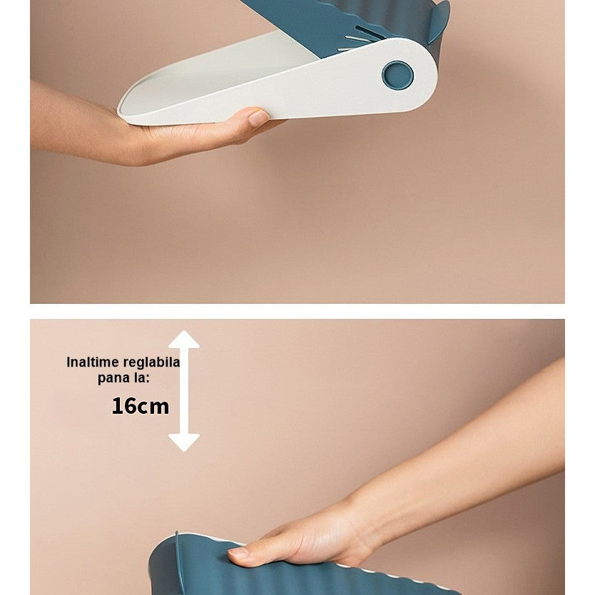 Suport Pentru Pantofi, Cu Doua Straturi, Organizator, Antiderapant Si Durabil, Inaltime Reglabila, 25.5X11X7.5 Cm, 150 G - vivimall.ro