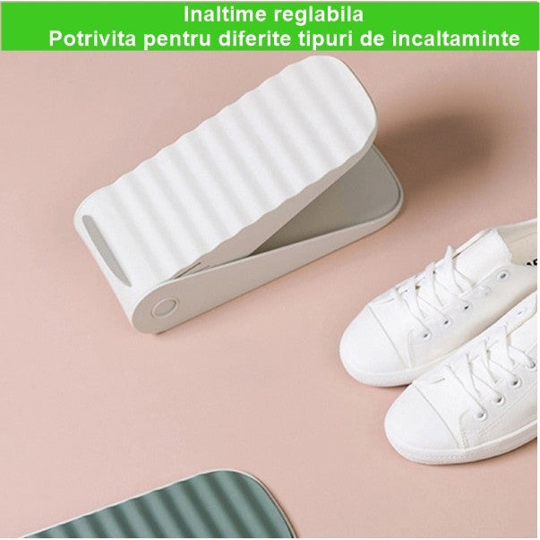 Suport Pentru Pantofi, Cu Doua Straturi, Organizator, Antiderapant Si Durabil, Inaltime Reglabila, 25.5X11X7.5 Cm, 150 G - vivimall.ro