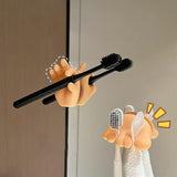 Suport De Baie, Multifunctional, Pentru Periute/Cabluri, Din Pvc, Cu Ventuza, Model Mana, 7 X 6.5 Cm, Crem - vivimall.ro