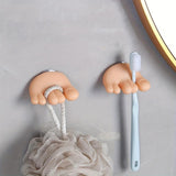 Suport De Baie, Multifunctional, Pentru Periute/Cabluri, Din Pvc, Cu Ventuza, Model Picior, 4 X 6.5 Cm, Crem - vivimall.ro