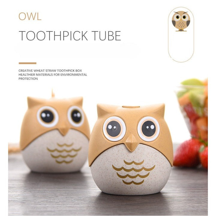 Suport pentru Scobitori, Vivimall, Model Bufnita, Multifunctional, 8.3x7.8 cm, Portocaliu - vivimall.ro