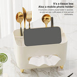 Suport Pentru Servetele, Cutie Multifunctionala, Design Minimalist, Abs, Cu Suport Pentru Obiectele Personale, Pentru Birou, Crem - vivimall.ro