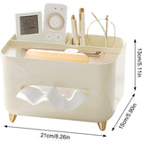 Suport pentru Servetele, Vivimall, Cutie Multifunctionala, Design Minimalist, ABS, cu Suport pentru Obiectele Personale, pentru Birou, 21x15x13 cm, Crem - vivimall.ro