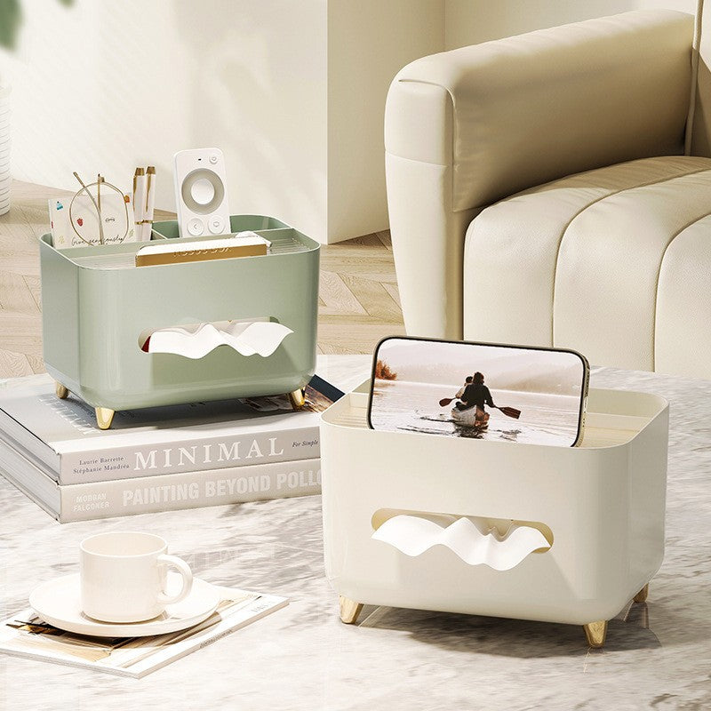 Suport Pentru Servetele, Cutie Multifunctionala, Design Minimalist, Abs, Cu Suport Pentru Obiectele Personale, Pentru Birou, Crem - vivimall.ro