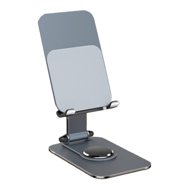 Suport telefon pliabil din aliaj de aluminiu space grey, vedere frontală, dimensiuni 14.6x11.5x7 cm