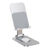 Suport pentru Telefon, Vivimall, Suport Pliabil pentru Streaming, din Aliaj de Aluminiu, Compatibil cu Tableta, pentru Birou, 14.6 x 11.5 x 7 cm, Aurora Silver - vivimall.ro