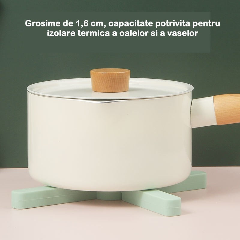 Suport Pliabil Din Silicon Pentru Vase Fierbinti Portabil, Usor De Depozitat, Rezistent La Temperaturi Foarte Ridicate, 14.5 X 7.5 X 1.6 Cm, Antialunecare, Verde - vivimall.ro