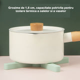 Suport Pliabil Din Silicon Pentru Vase Fierbinti Portabil, Usor De Depozitat, Rezistent La Temperaturi Foarte Ridicate, 14.5 X 7.5 X 1.6 Cm, Antialunecare, Verde - vivimall.ro