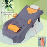 Suport Pliabil pentru Spalat Parul Vivimall, Pentru Copii, 0 - 16 ani, cu Picioare Antialunecare, Material Polipropilena, Suport Cap Reglabil, cu Manere, 82 x 40 x 28 cm, Bleumarin