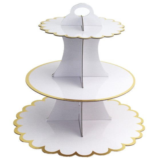 Suport Etajat pentru Prajituri, Flippy, cu Tematica Aniversare, 3 Nivele, Model 7, Alb - vivimall.ro