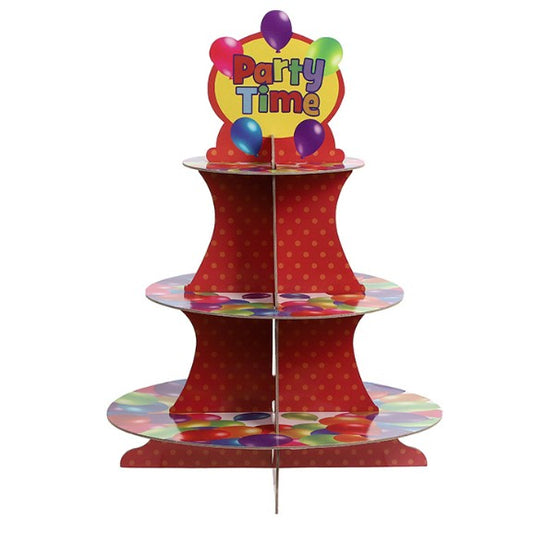 Suport Prajituri, Vivimall, 3 Etaje, Design de Petrecere, pentru Prajituri, Candy Bar, din Carton, Rosu/Multicolor - vivimall.ro