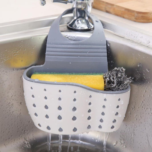 Suport Scurgere Pentru Burete Si Laveta De Vase Bucatarie, Curea Reglabila, Plastic Flexibil, 15X 5X 21Cm - vivimall.ro
