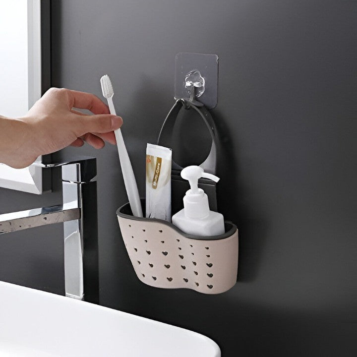 Suport Scurgere Pentru Burete Si Laveta De Vase Bucatarie, Curea Reglabila, Plastic Flexibil, 15X 5X 21Cm - vivimall.ro