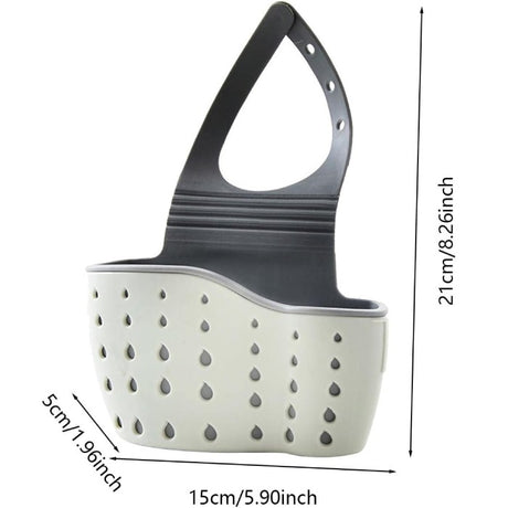 Suport Scurgere pentru Burete si Laveta de Vase Bucatarie, Flippy, Verde, Curea Reglabila, Plastic Flexibil, 15x 5x 21cm