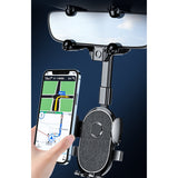 Suport Telefon Auto, Vivimall, Pentru Oglinda Retrovizoare, din ABS, Reglabil 360°, Negru - vivimall.ro