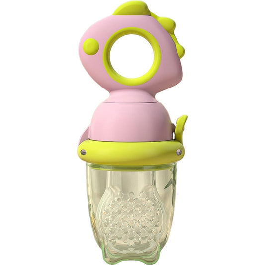 Suzeta pentru Fructe, Vivimall, pentru Bebelusi, din Silicon Alimentar, +4 Luni, 2 mm Grosime Gauri Tetina, 12.4 x 5.1 x 4.7 cm, Roz/Verde - vivimall.ro